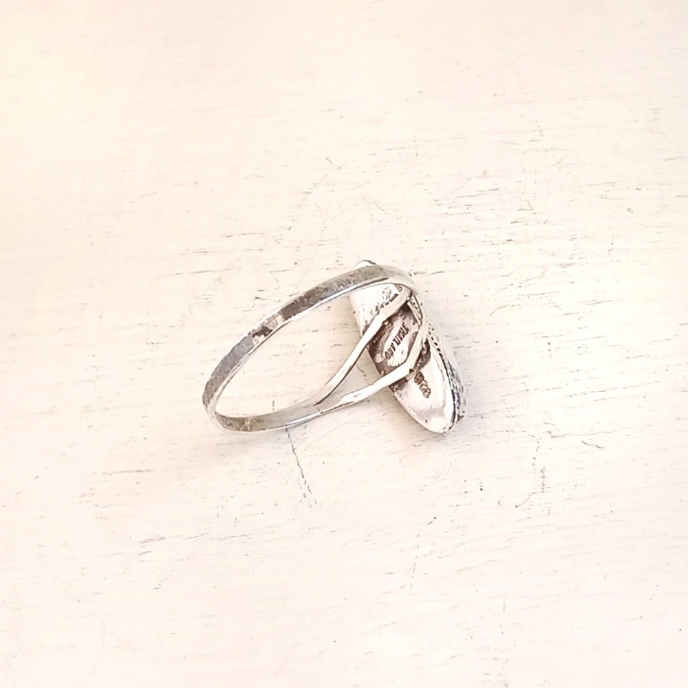 VTG Sterling Silver Black Stone Ring - Picture 9 of 10